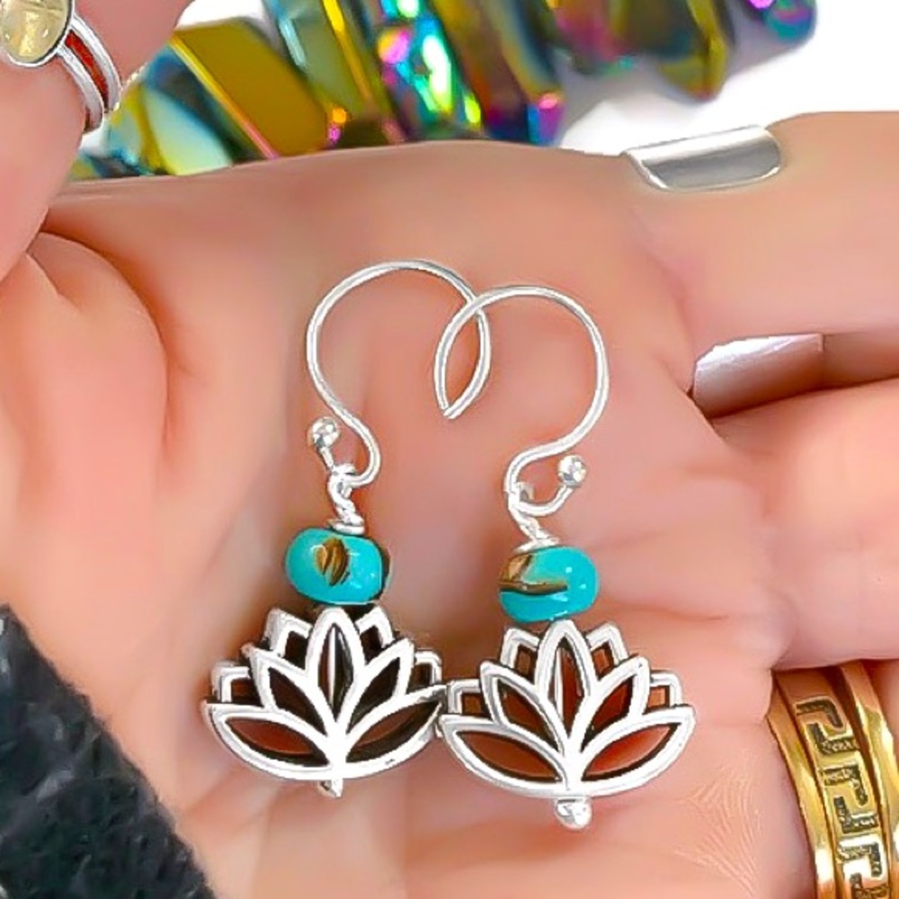 3 x 925 sterling silver lotus flower earrings